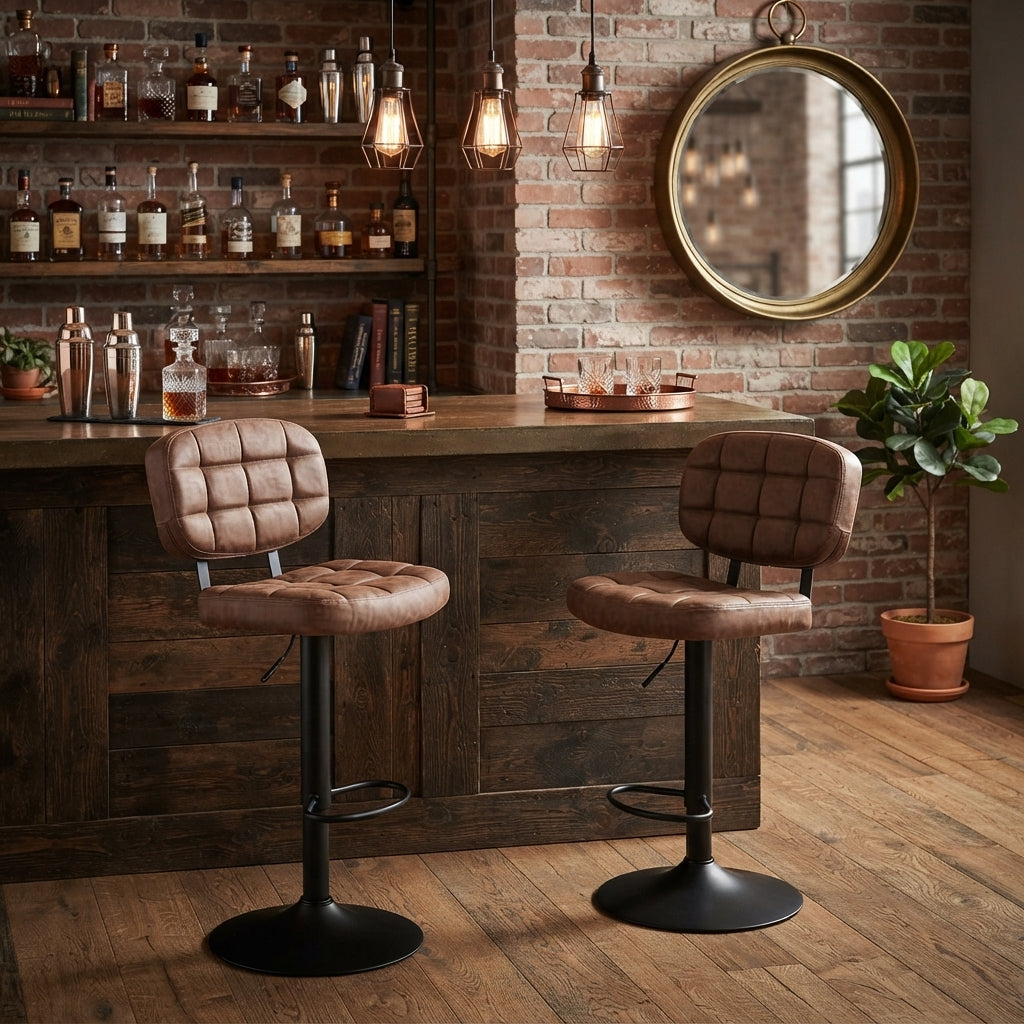 Tabouret de Bar Simili Cuir Marron – Aarhus