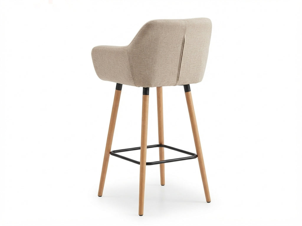 Tabouret de Bar Tissu Beige & Bois – Arvélia