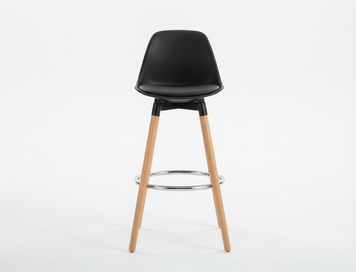 Tabouret de Bar Bois & Assise Noire – Maïko