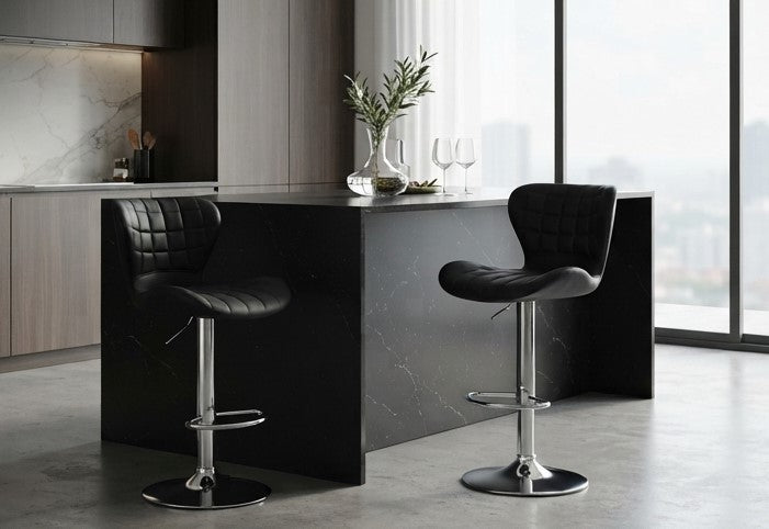 Tabouret de Bar Noir Capitonné – Novaro