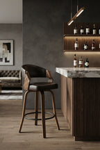 Tabouret de Bar Simili Cuir Marron & Bois – Toledo