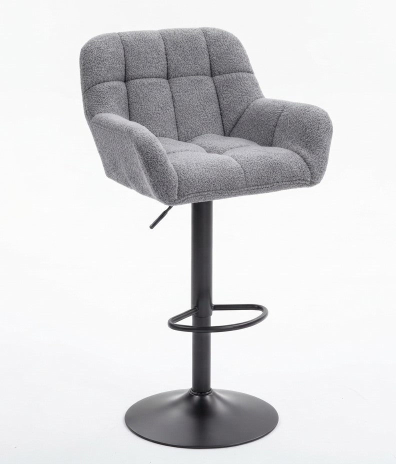Tabouret de Bar Tissu Gris avec Accoudoirs – Calenzo