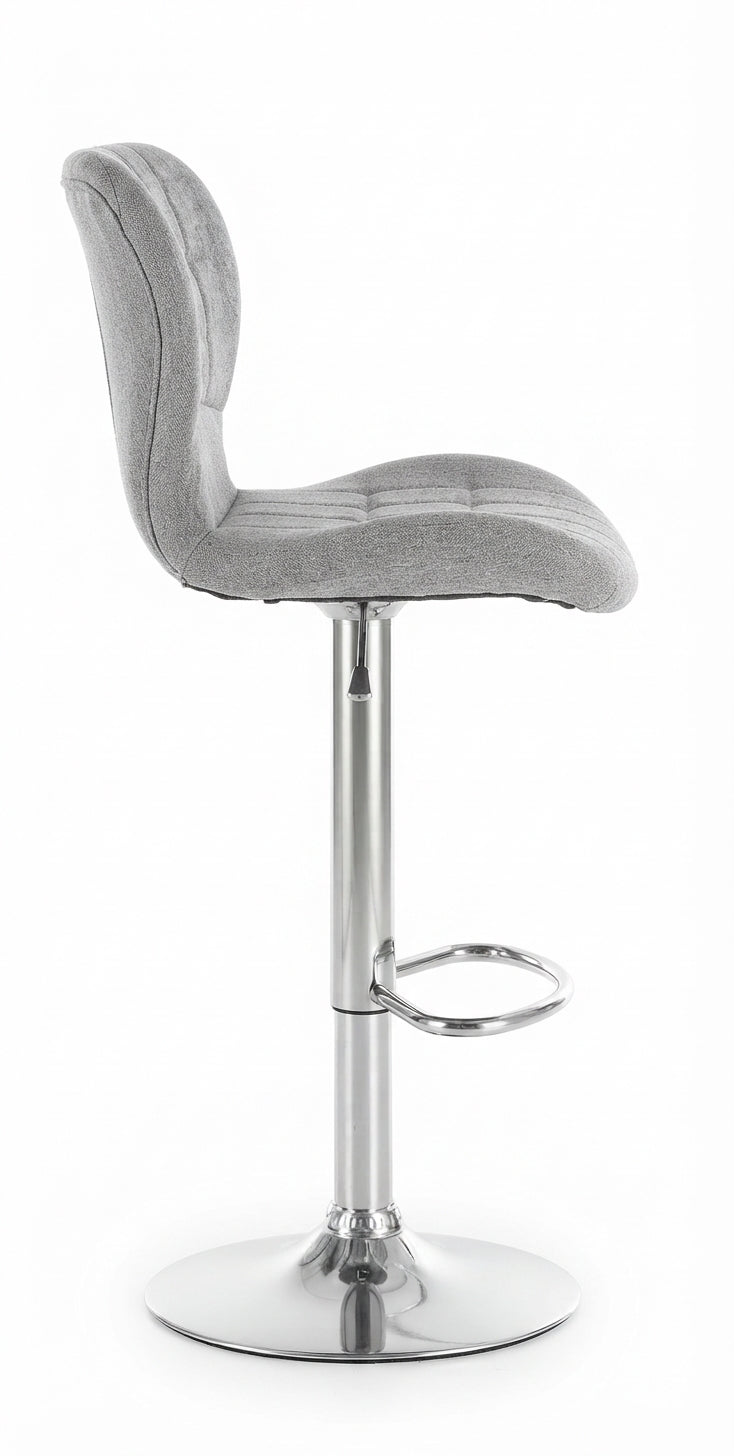 Tabouret de Bar Tissu Gris Pivotant – Elvano