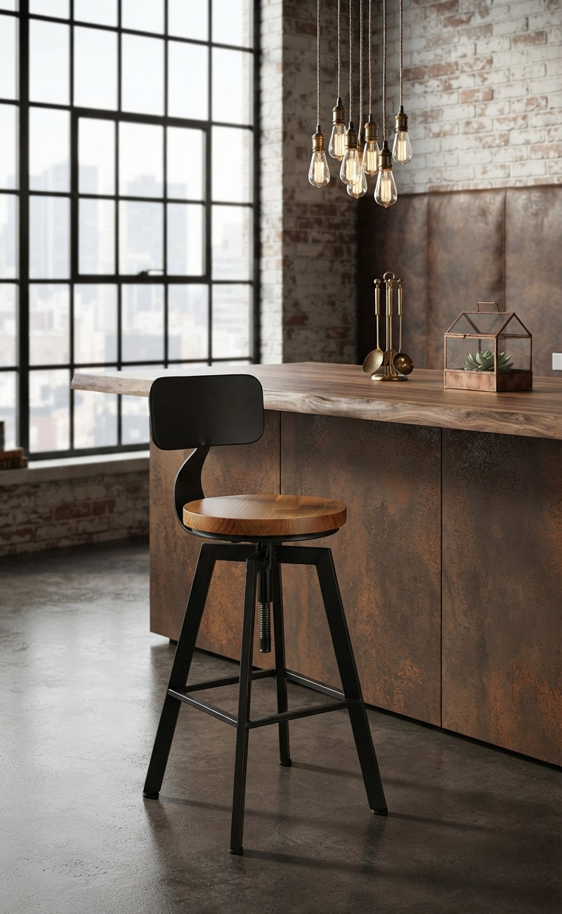 Tabouret de Bar Bois & Métal Réglable – Detroit