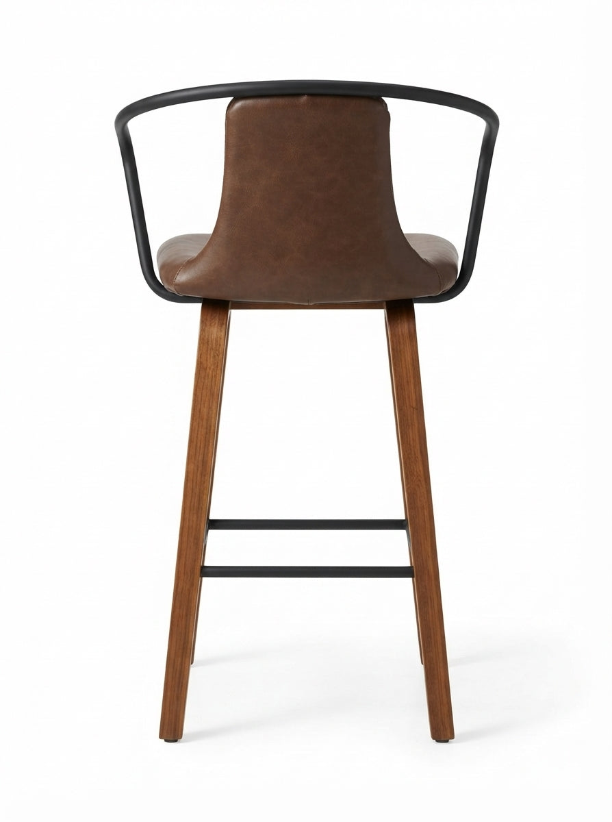 Tabouret de Bar en Bois et Simili Cuir Marron – Porto