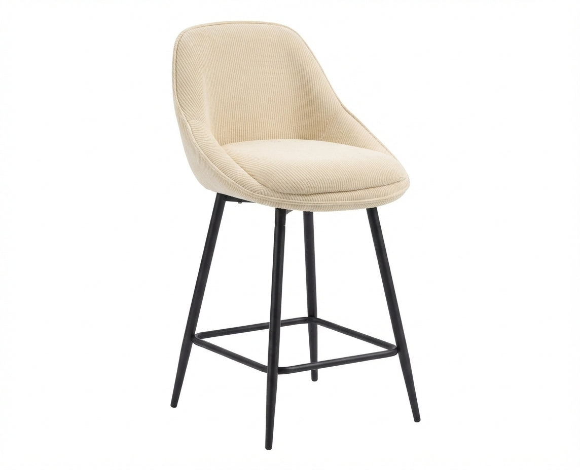Tabouret de Bar Velours Côtelé Beige – Mavero