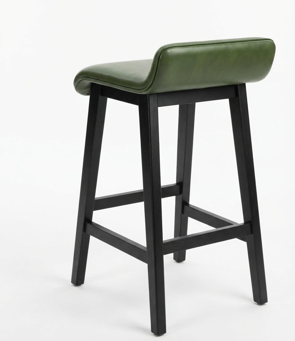 Tabouret de Bar Simili Cuir Vert & Bois – Orvieto