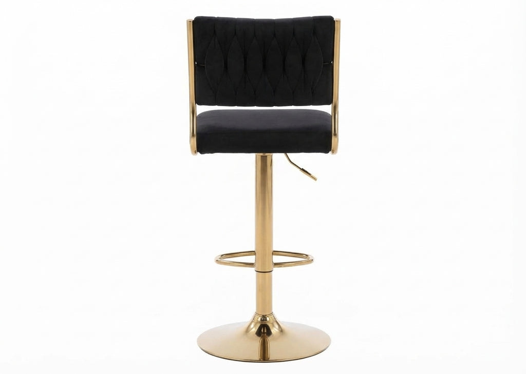 Tabouret de Bar Velours Noir & Doré – Aurelio