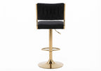 Tabouret de Bar Velours Noir & Doré – Aurelio