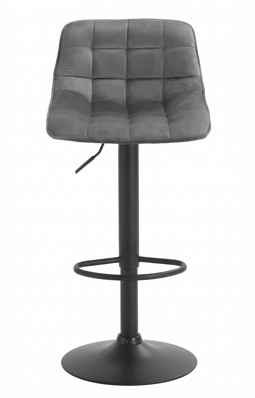 Tabouret de Bar Velours Gris Capitonné – Avelio