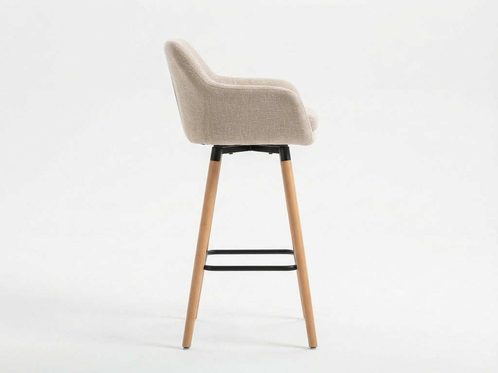 Tabouret de Bar Tissu Beige & Bois – Arvélia