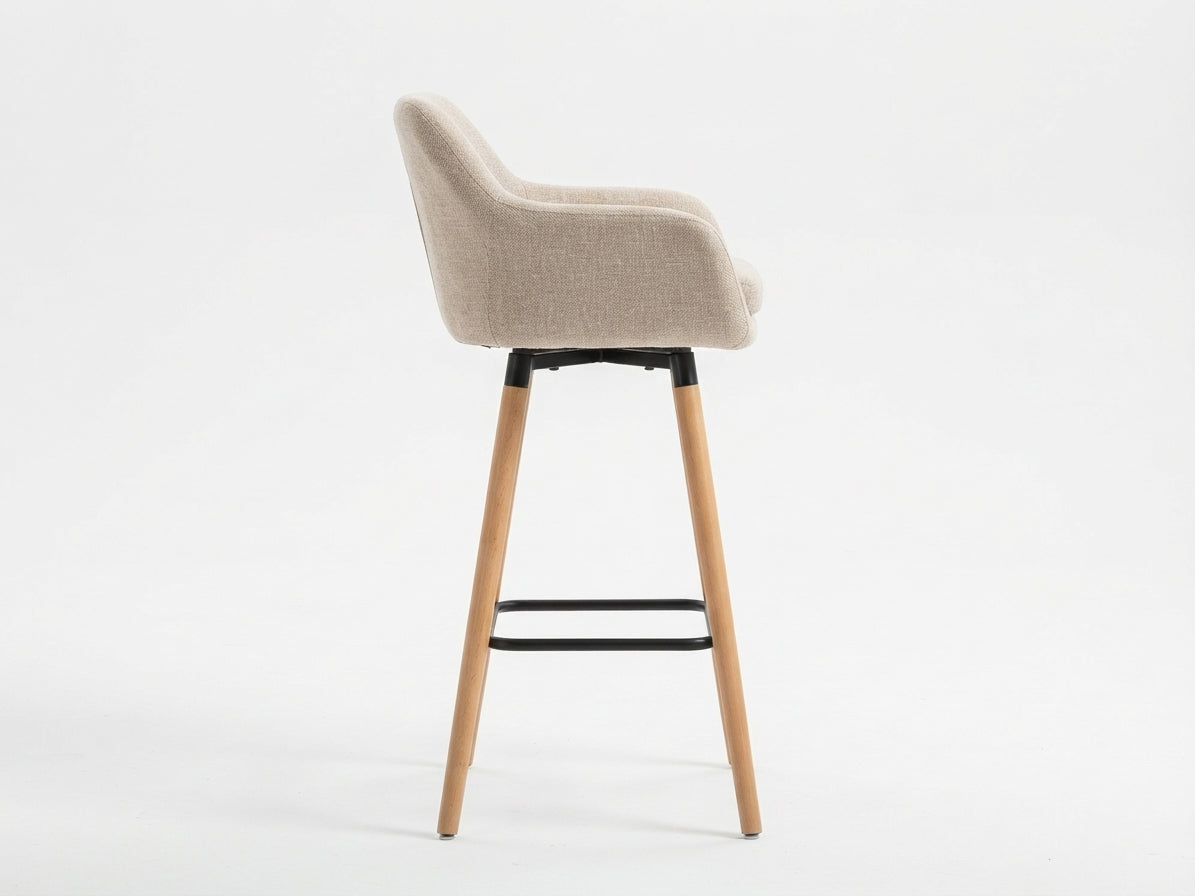 Tabouret de Bar Tissu Beige & Bois – Arvélia