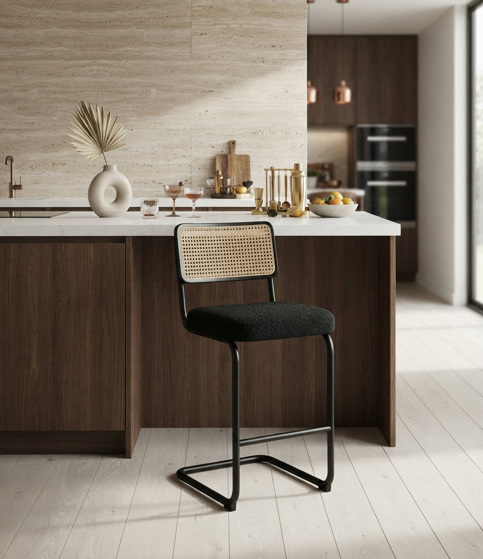 Tabouret de Bar Rotin & Tissu – Valencia