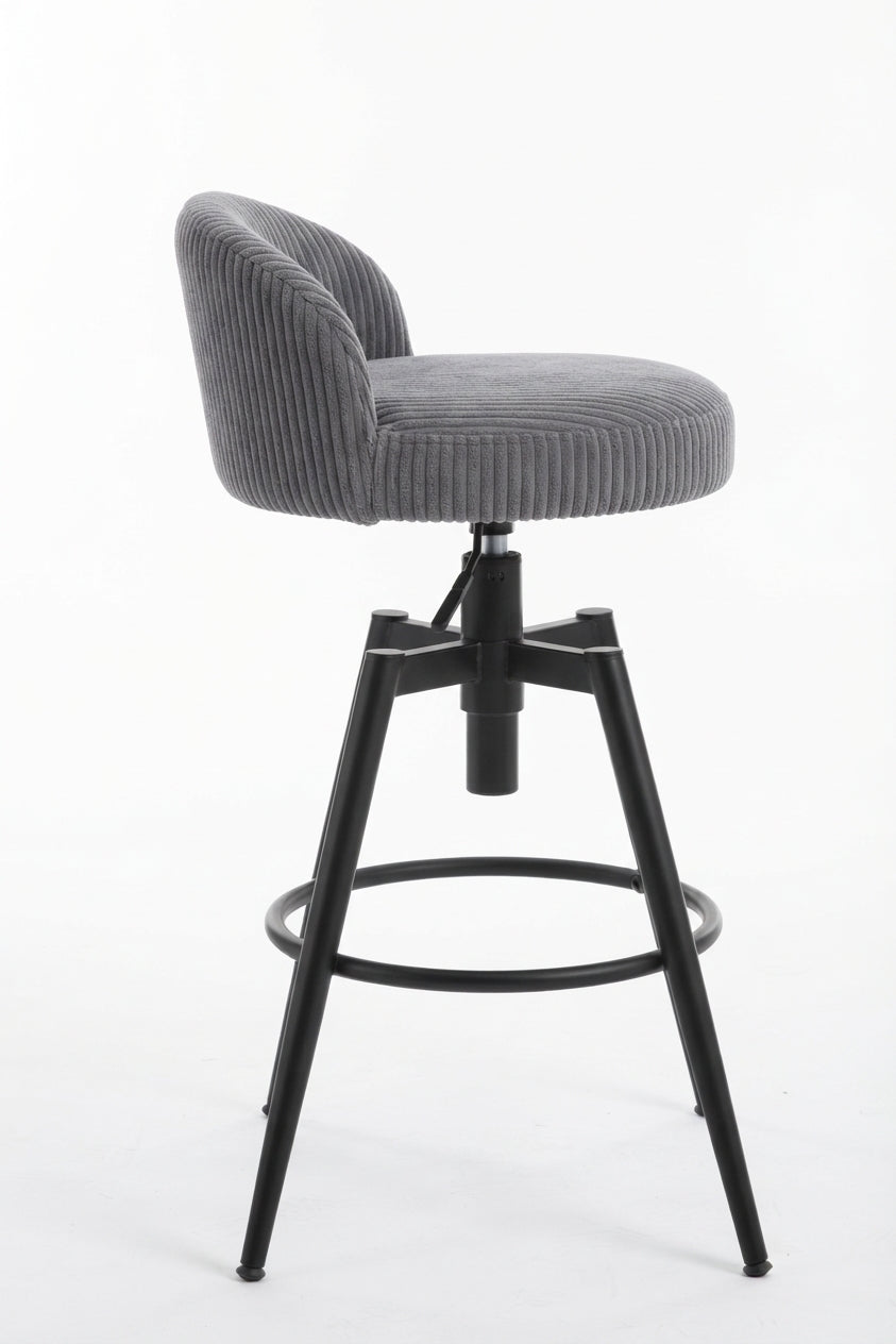 Tabouret de Bar Velours Côtelé Pivotant – Zélio