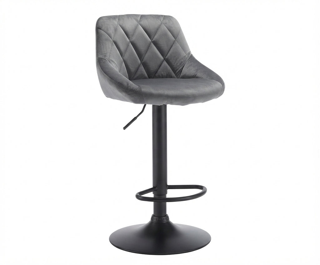 Tabouret de Bar Velours Gris – Zorvane