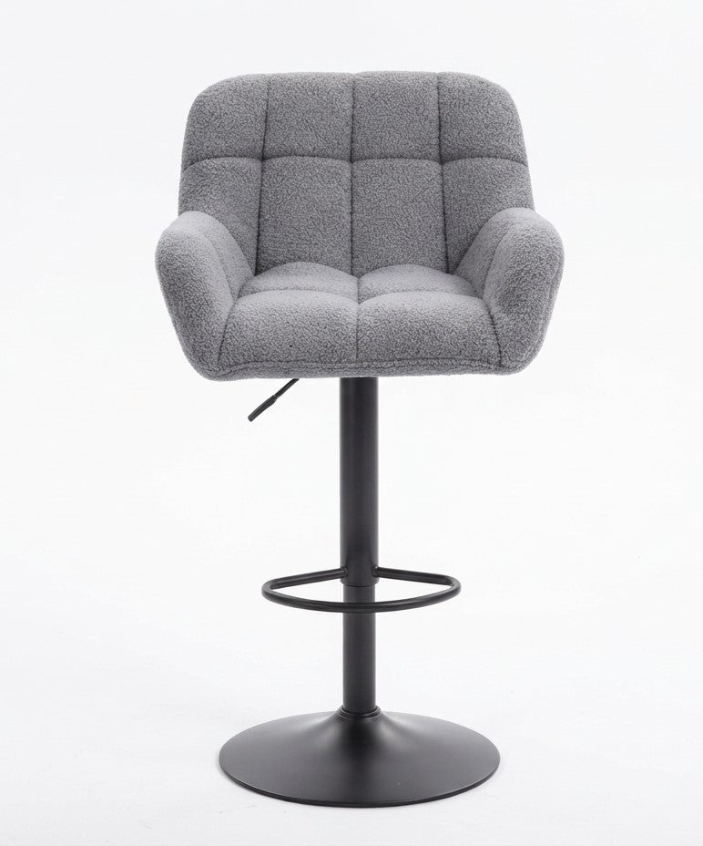 Tabouret de Bar Tissu Gris avec Accoudoirs – Calenzo