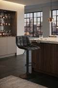 Tabouret de Bar Velours Gris Capitonné – Avelio