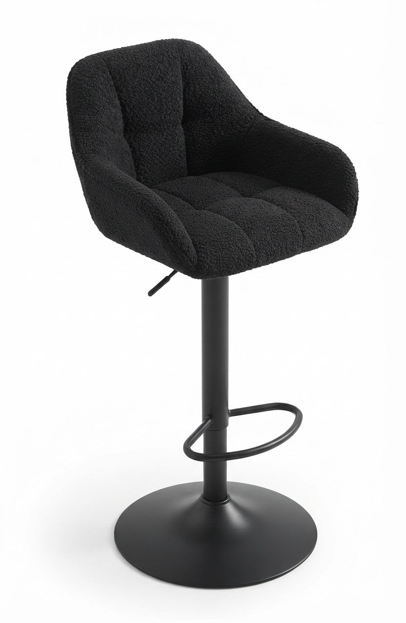 Tabouret de Bar Tissu Chenille Noir – Valerio