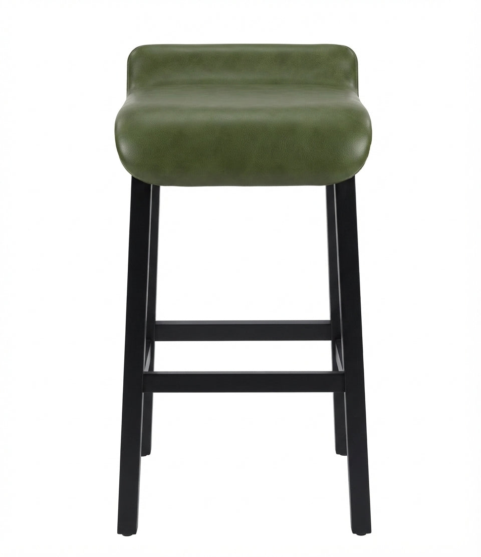 Tabouret de Bar Simili Cuir Vert & Bois – Orvieto