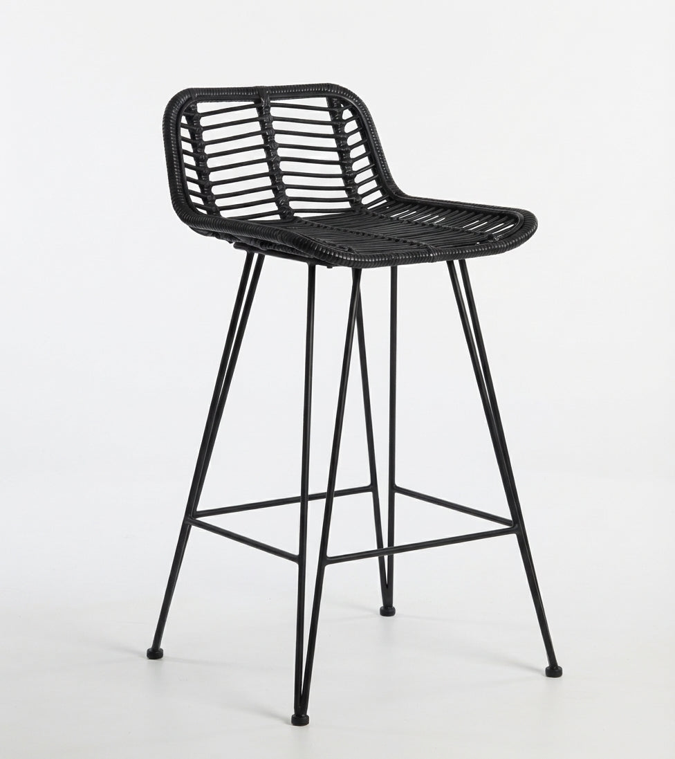 Tabouret de Bar Rotin Noir – Kaïro