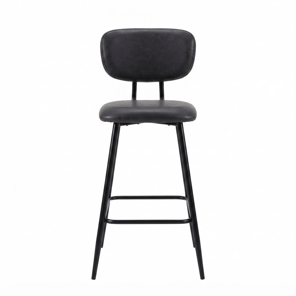 Tabouret de Bar Simili Cuir et Métal - Lennox Noir
