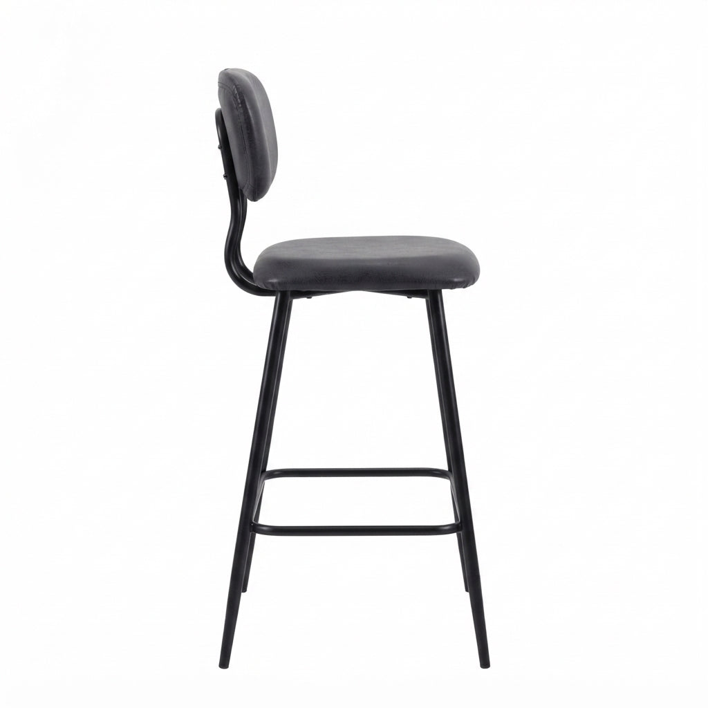 Tabouret de Bar Simili Cuir et Métal - Lennox Noir