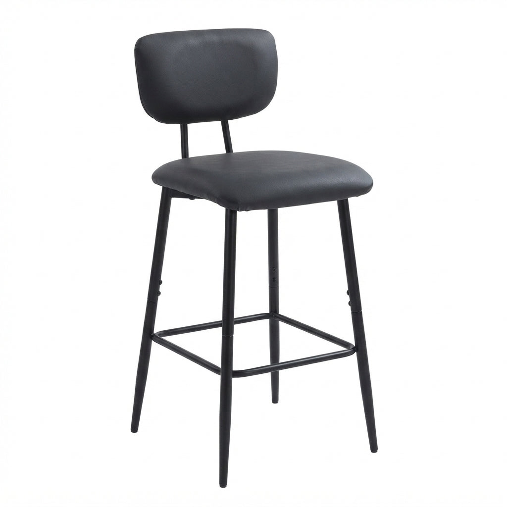 Tabouret de Bar Simili Cuir et Métal - Lennox Noir