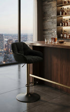 Tabouret de Bar Tissu Chenille Noir – Valerio