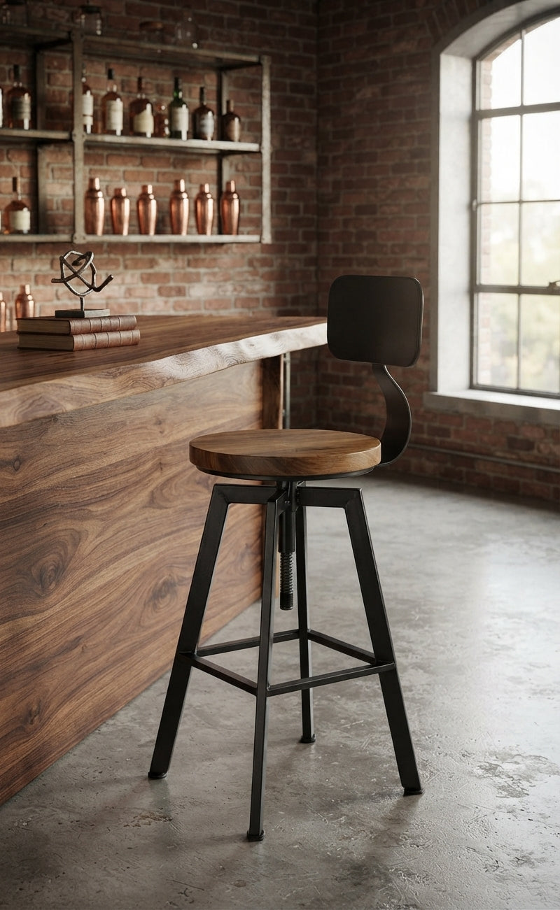 Tabouret de Bar Bois & Métal Réglable – Detroit