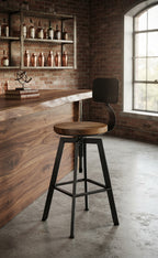 Tabouret de Bar Bois & Métal Réglable – Detroit