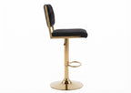 Tabouret de Bar Velours Noir & Doré – Aurelio