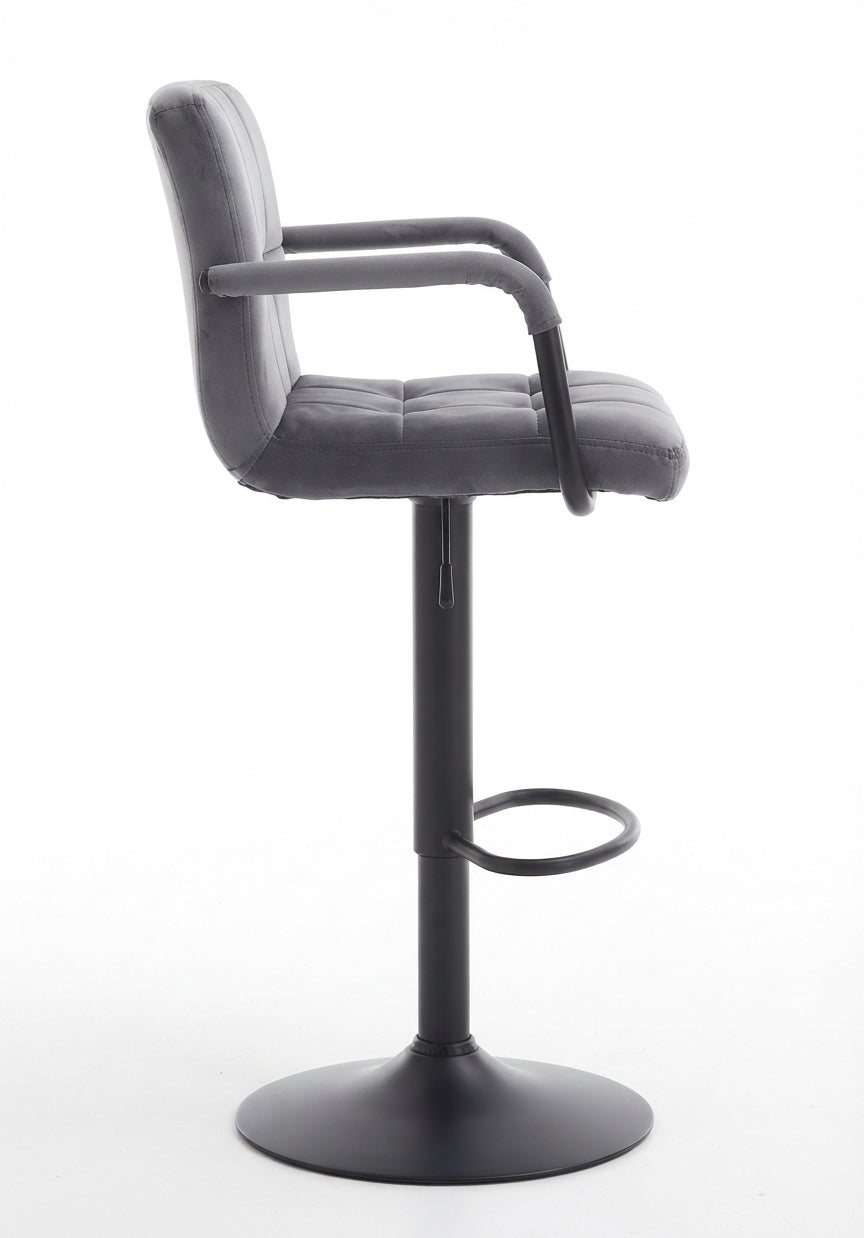 Tabouret de Bar Velours Gris avec Accoudoirs – Savio