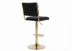 Tabouret de Bar Velours Noir & Doré – Aurelio