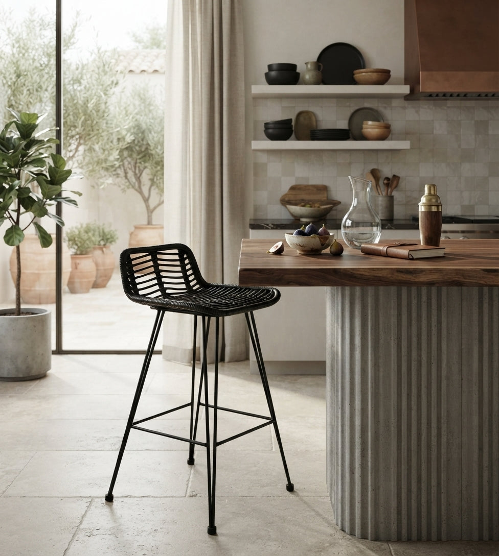 Tabouret de Bar Rotin Noir – Kaïro