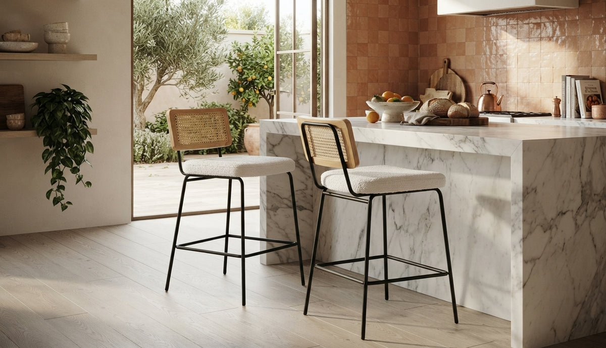 Tabouret de Bar Rotin & Tissu – Solaro
