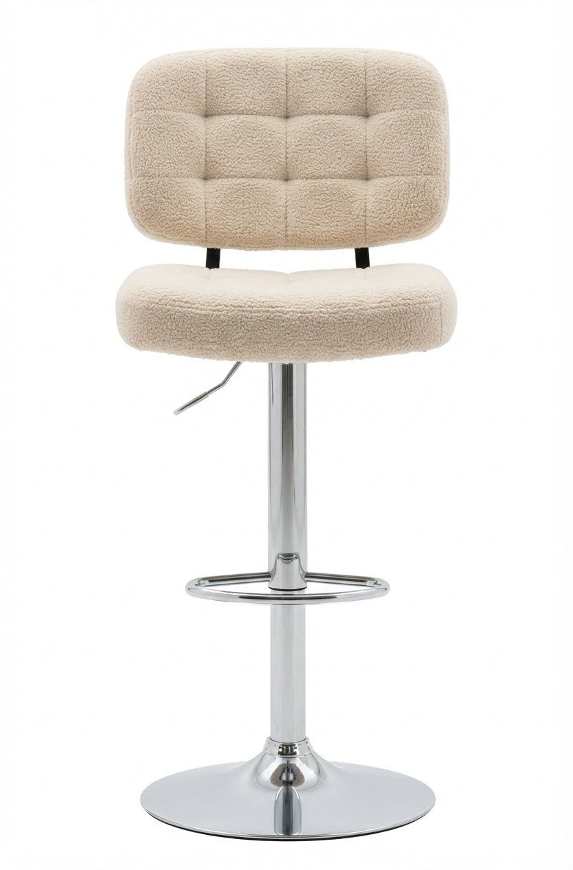 Tabouret de Bar Bouclette Beige Capitonné – Norello