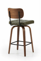 Tabouret de Bar en Bois et Simili Cuir Vert – Malmö