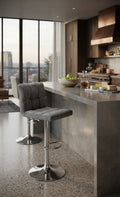 Tabouret de Bar Tissu Gris Capitonné – Zavano
