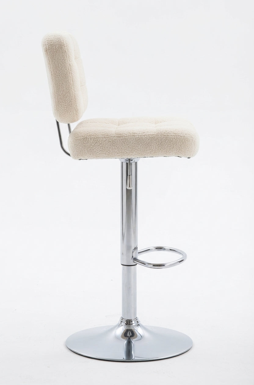 Tabouret de Bar Bouclette Beige Capitonné – Norello