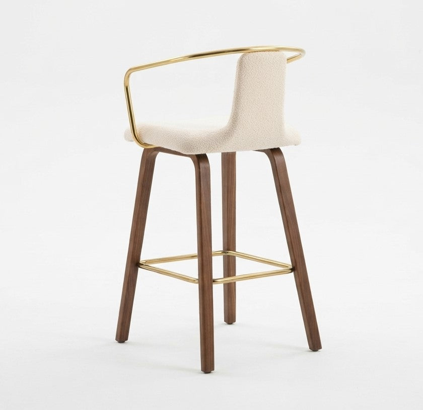 Tabouret de Bar Tissu Crème & Bois – Amalfi