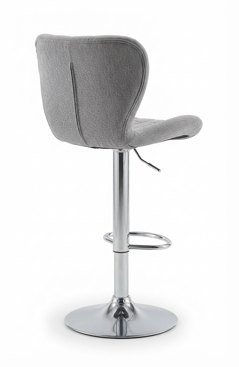 Tabouret de Bar Tissu Gris Pivotant – Elvano
