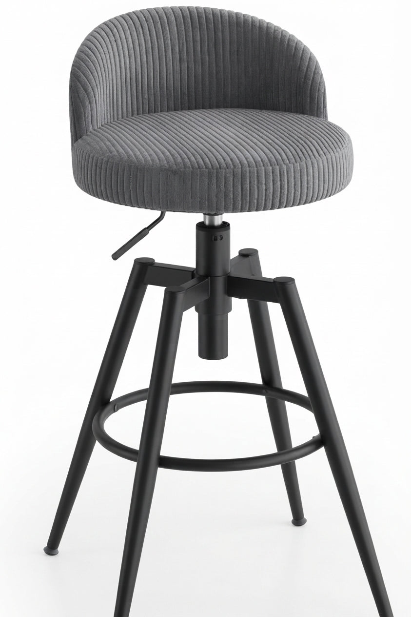 Tabouret de Bar Velours Côtelé Pivotant – Zélio