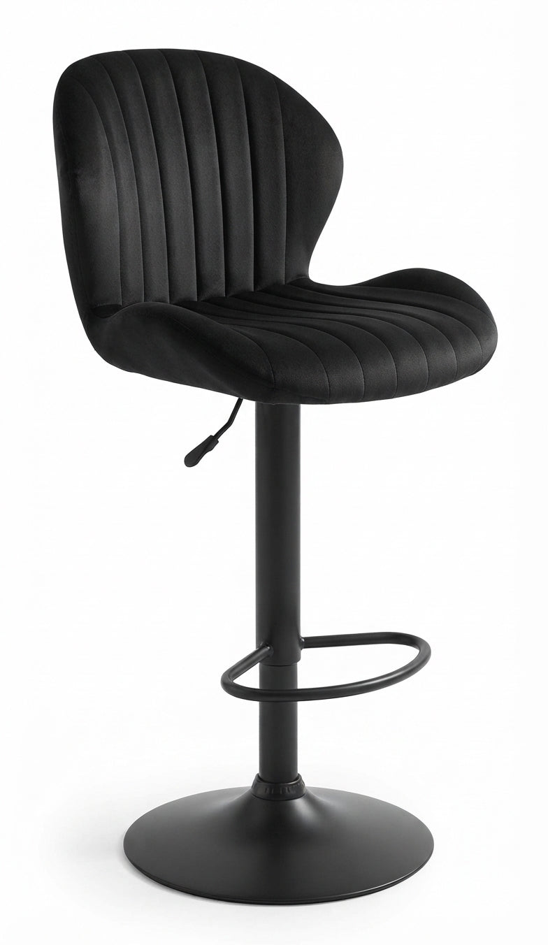 Tabouret de Bar Velours Noir Pivotant – Néro