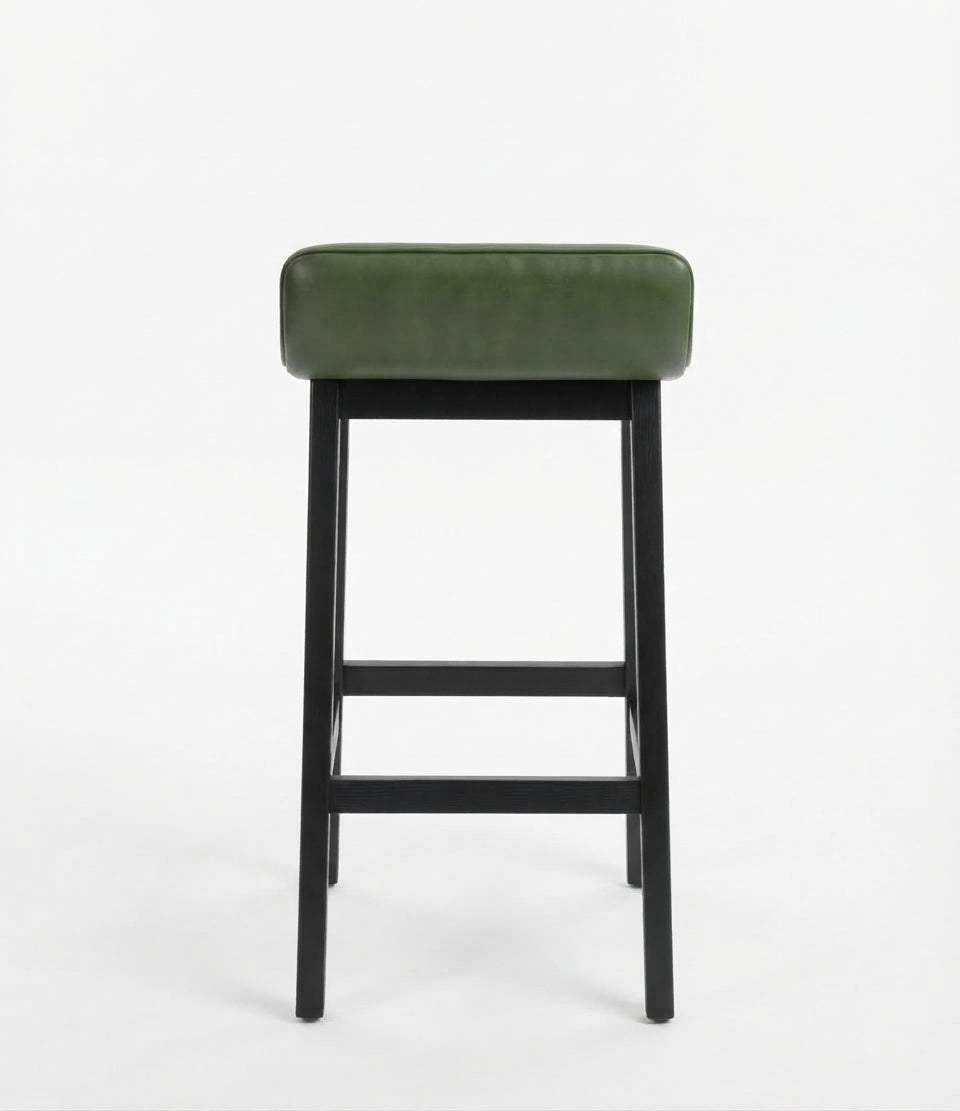 Tabouret de Bar Simili Cuir Vert & Bois – Orvieto