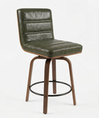 Tabouret de Bar en Bois et Simili Cuir Vert – Kyoto