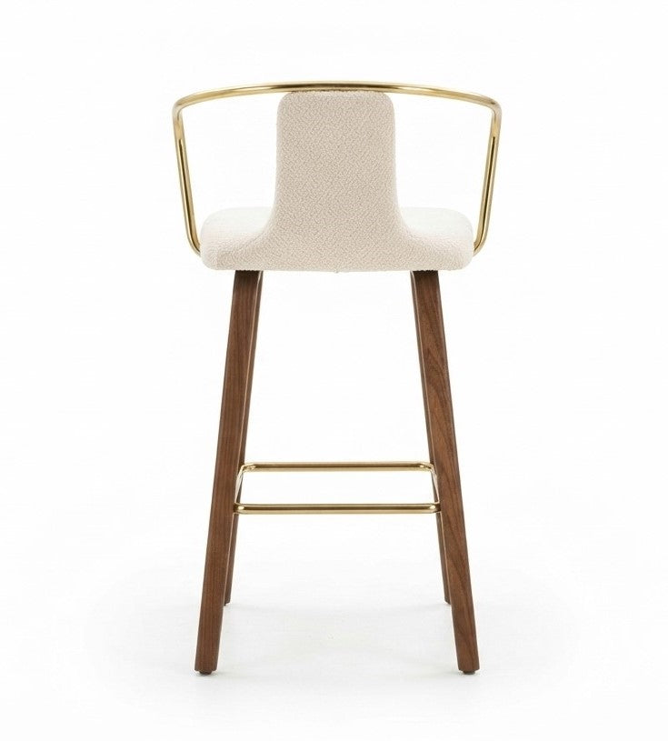 Tabouret de Bar Tissu Crème & Bois – Amalfi