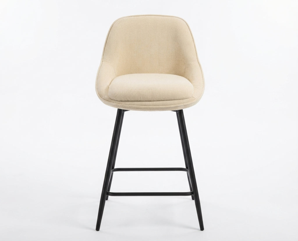 Tabouret de Bar Velours Côtelé Beige – Mavero