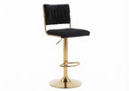 Tabouret de Bar Velours Noir & Doré – Aurelio