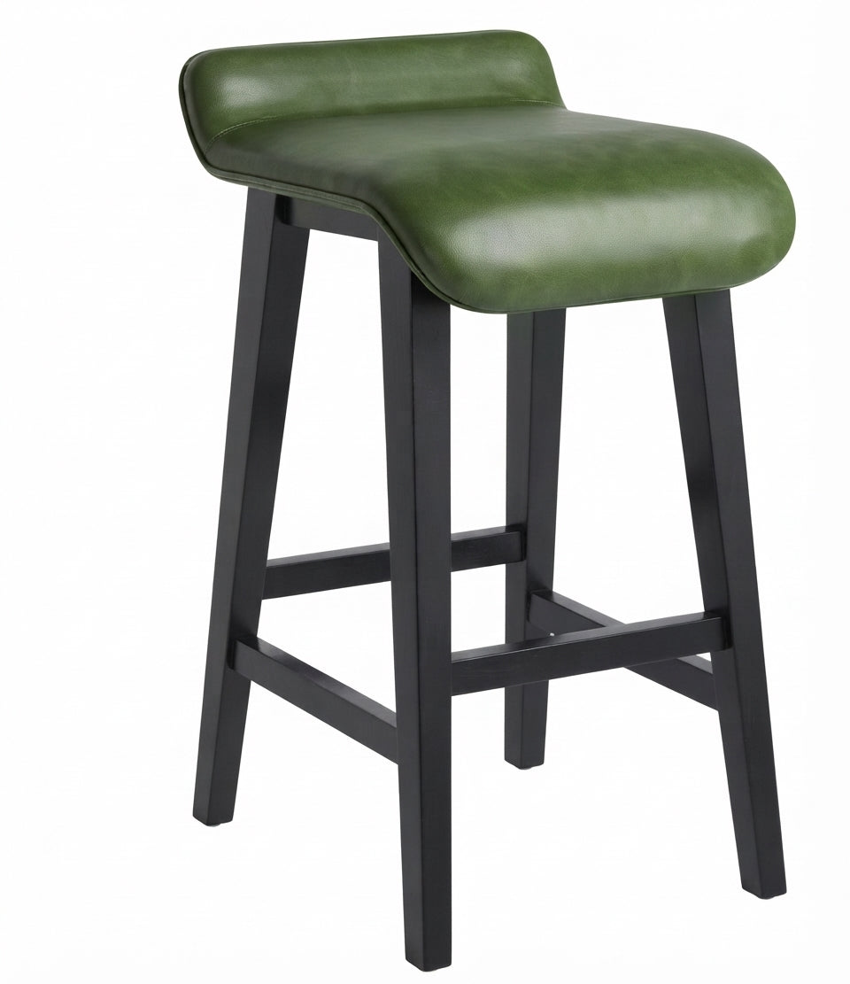 Tabouret de Bar Simili Cuir Vert & Bois – Orvieto
