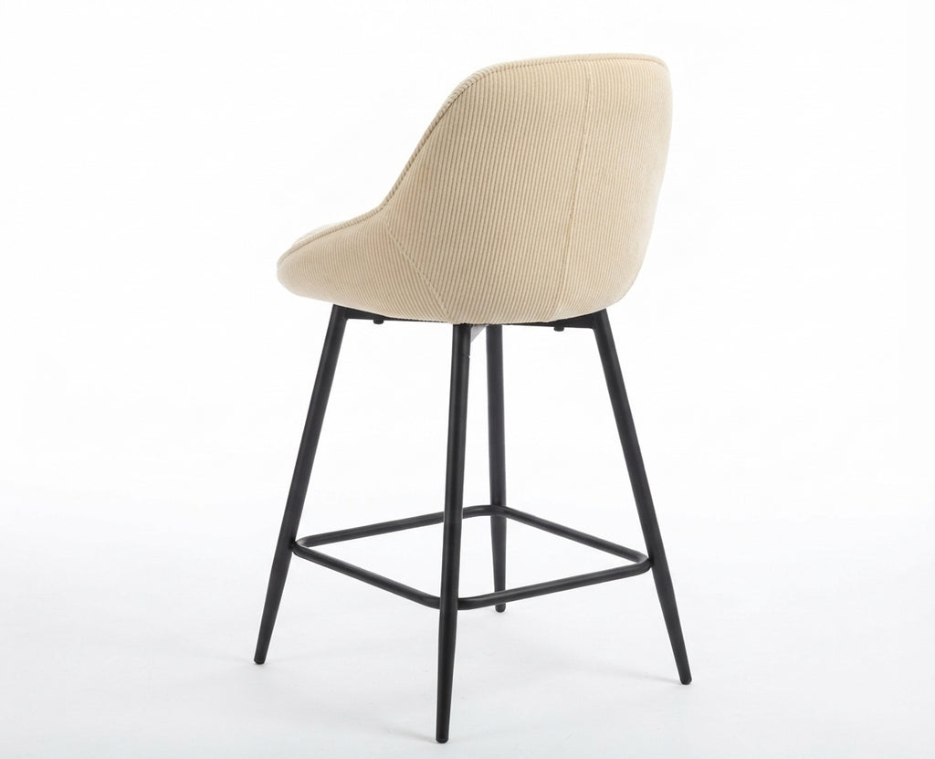 Tabouret de Bar Velours Côtelé Beige – Mavero